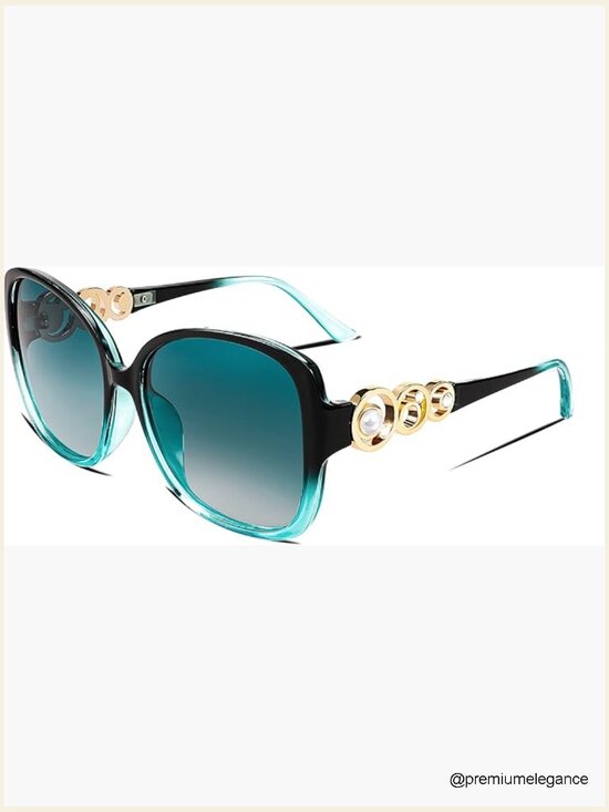 Oversized Square Sunglasses with Pearl Details Polarized UV Protection main image 3